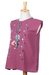 Sleeveless cotton blouse, 'Warm Paradise' - Handmade Floral Cotton Sleeveless Blouse in Red with Tassels (image 2c) thumbail