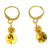 Pendientes colgantes de ámbar bañados en oro - Aretes colgantes chapados en oro de 14 k con orbes de ámbar