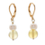 Pendientes colgantes de ámbar y perlas cultivadas - Aretes colgantes chapados en oro de 14 k con cuentas de ámbar y perlas