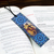 Decoupage bookmark, 'Two Cats' - Cat-themed Blue Decoupage Bookmark with Cord from Mexico thumbail