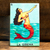 Decoupage wood magnet, 'Alluring Ocean' - Mexican Wood Magnet with Mermaid-Themed Decoupage (image 2) thumbail