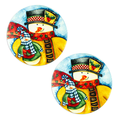 Mexican Artisan Made Festive Decoupage Coasters Set of 2