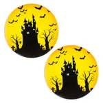 Decoupage wood coasters, 'Haunted House' (pair) - Pair of Handmade Halloween Decoupage Coasters from Mexico
