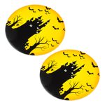 Decoupage wood coasters, 'Haunted House' (pair) - Pair of Handmade Halloween Decoupage Coasters from Mexico