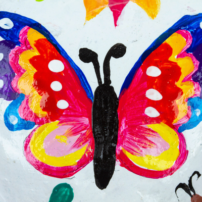Papier mache wall decoration, 'Butterfly Passion' - Handcrafted Papier Mache Wall Decoration with Butterflies