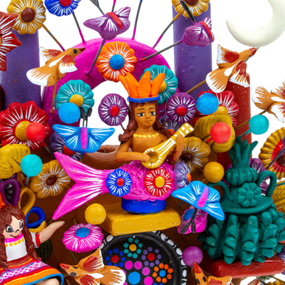 Hand-painted Mexican Tree of Life Ceramic Sculpture - Mexican Tree 