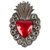 Steel ornament, 'Traditional Love' - Mexican Tin-Plated Steel Ornament with Red Heart