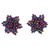 Beaded button earrings, 'Litmus Star' - Star-shaped Beaded Button Earrings Handcrafted in Mexico thumbail
