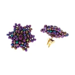 Beaded button earrings, 'Litmus Star' - Star-shaped Beaded Button Earrings Handcrafted in Mexico