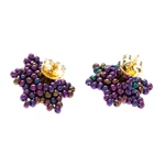 Beaded button earrings, 'Litmus Star' - Star-shaped Beaded Button Earrings Handcrafted in Mexico