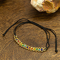 Beaded wristband bracelet, 'Dot Rainbow'