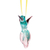 Ornament aus wiederverwertetem Glas, 'Cyan Paradise Hummingbird - Kolibri' Ornament aus mundgeblasenem recyceltem Glas in Cyan