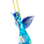 Recycled glass ornament, 'Sapphire Paradise Hummingbird' - Handblown Recycled Glass Hummingbird Ornament in Sapphire (image 2e) thumbail