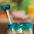 Recycled glass cocktail stirrer, 'Cheerful Blue Whale' - Mexican Recycled Glass Cocktail Stirrer with Blue Whale