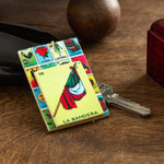 Decoupage wooden keychain, 'Mexican Flag' - Decoupage Wooden Keychain With Mexican Flag Motif