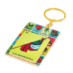 Decoupage wooden keychain, 'Mexican Flag' - Decoupage Wooden Keychain With Mexican Flag Motif