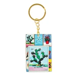 Decoupage wooden keychain, 'The Nopal' - Decoupage Wooden Keychain With Mexican Loteria Game Motif