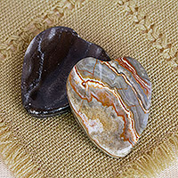 Stress-relieving stones, 'Elegant Heart Amulet' (pair) - Heart-Shaped Stones for Stress Relief (Pair)