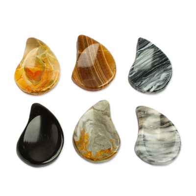 Stress-relieving stones, 'Stability Drop' (pair) - Drop-Shaped Stones for Stress Relief from Mexico (Pair)