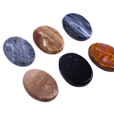 Stressabbauende Steine, (Paar) - Handgefertigte ovale Steine ​​(Paar)
