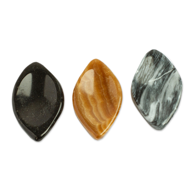 Piedras antiestrés, (par) - Amuletos de piedra en forma de diamante hechos a mano (par)
