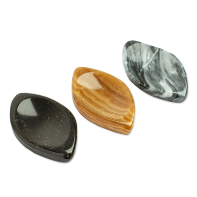 Stressabbauende Steine, (Paar) - Handgefertigte rautenförmige Steinamulette (Paar)