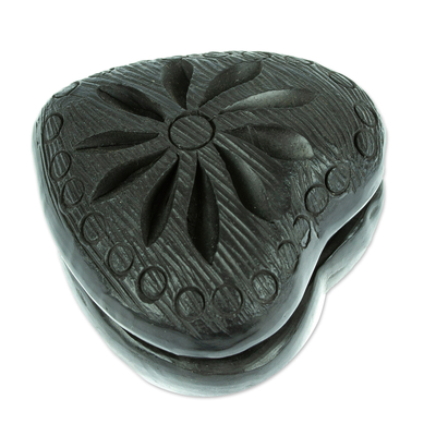 Mini joyero barro negro - Mini joyero de cerámica negra de Barro Negro fabricado en México