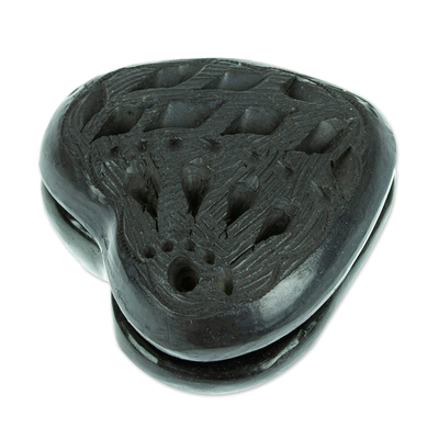 Mini joyero barro negro - Mini joyero de cerámica negra de Barro Negro fabricado en México
