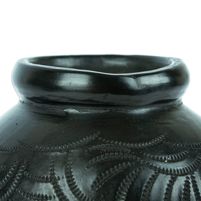 Barro negro decorative mini vase, 'Exquisite Black' - Barro Negro Black Ceramic Decorative Mini Vase