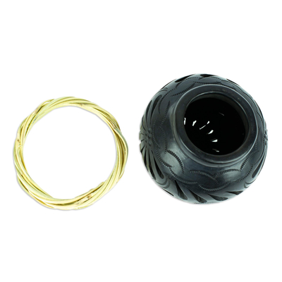 Barro negro decorative mini vase, 'Splendid Black' - Barro Negro Black Ceramic Decorative Mini Vase