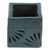 Barro negro mini flower pot, 'Square & Peacock' - Mexican Handmade Barro Negro Black Ceramic Mini Flower Pot