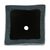 Barro negro mini flower pot, 'Square & Peacock' - Mexican Handmade Barro Negro Black Ceramic Mini Flower Pot