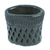 Barro negro mini flower pot, 'Oval & Diamonds' - Barro Negro Black Ceramic Mini Flower Pot Handmade in Mexico