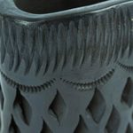 Barro negro mini flower pot, 'Oval & Diamonds' - Barro Negro Black Ceramic Mini Flower Pot Handmade in Mexico