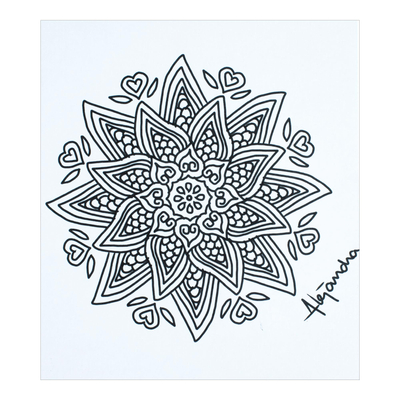 Coloring postcards, 'Oneiric Creativity' (Pair) - Pair of Mandala Coloring Postcards from Mexico
