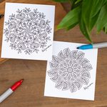 Coloring postcards, 'Relaxing Leaves' (Pair) - Mexican Mandala Coloring Postcards with Leaf Motifs (Pair)