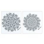 Coloring postcards, 'Relaxing Leaves' (Pair) - Mexican Mandala Coloring Postcards with Leaf Motifs (Pair)