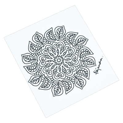 Malpostkarten, (Paar) - Mexikanische Mandala-Ausmalpostkarten mit Blattmotiven (Paar)