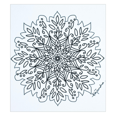 Coloring postcards, 'Loving Spirituality' (Pair) - Mandala Coloring Postcards with Heart and Leaf Motifs (Pair)