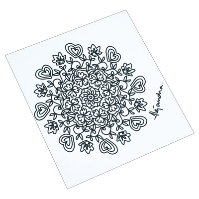 Malpostkarten, (Paar) - Mandala-Ausmalpostkarten mit Herz- und Blattmotiven (Paar)