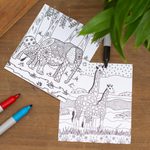 Coloring postcards, 'Relaxing Wildlife' (Pair) - Mexican Coloring Postcards with Wildlife Theme (Pair)
