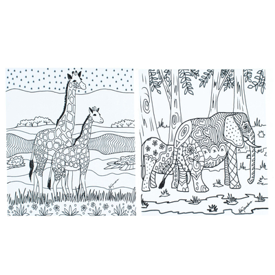 colouring postcards, 'Relaxing Wildlife' (Pair) - Mexican colouring Postcards with Wildlife Theme (Pair)