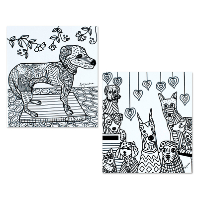 Mexican Dog Themed Coloring Postcards (Pair)
