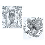 Coloring postcards, 'Bird Enchantment' (Pair) - Mexican Bird Themed Coloring Postcards (Pair)