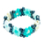 Glass beaded ring, 'Little Aquamarine Blooms' - Mexican Glass Beaded Ring with Aquamarine Flowers