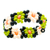 Glass beaded ring, 'Little Olive Blooms' - Mexican Glass Beaded Ring with Light Olive and Pink Flowers (image 2b) thumbail