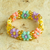Glass beaded ring, 'Little Rainbow Blooms' - Mexican Glass Beaded Ring with Rainbow Flowers (image 2) thumbail