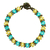 Glass beaded bracelet, 'Turquoise Sparks' - Handcrafted Glass Beaded Bracelet with Floral Motifs thumbail