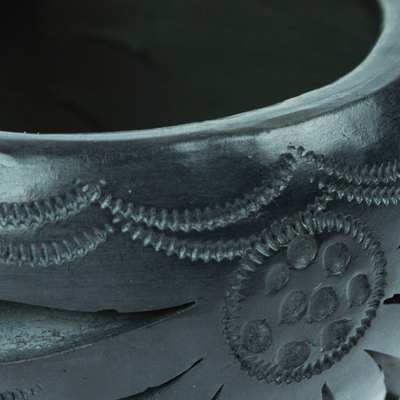 Maceta de cerámica - Maceta de barro negro hecha a mano de México