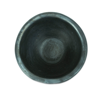 Barro negro bowl, 'Oaxaca Customs' - Mexican Handcrafted Barro Negro Bowl